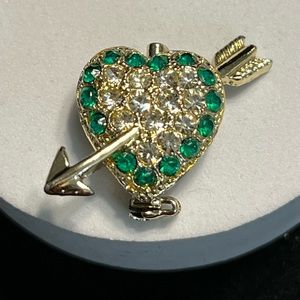 Vintage Crystal Heart With Arrow Brooch